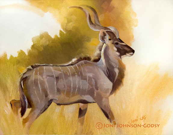 Wildlife Art Original Oil Painting - Greater Kudu