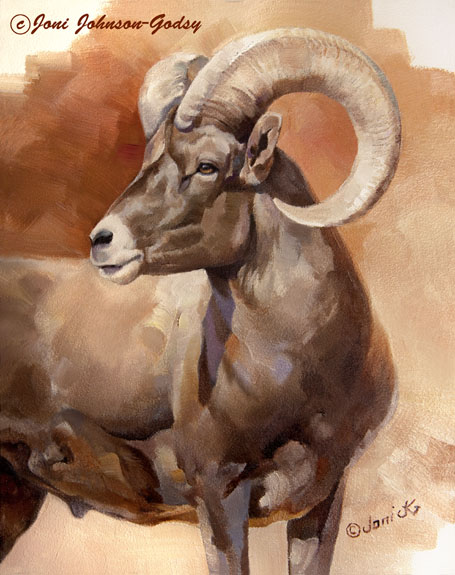 WIldlife Art Original Oil Painting - Big Horn Ram